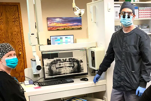 Dr. Williams reviewing a scan on the monitor